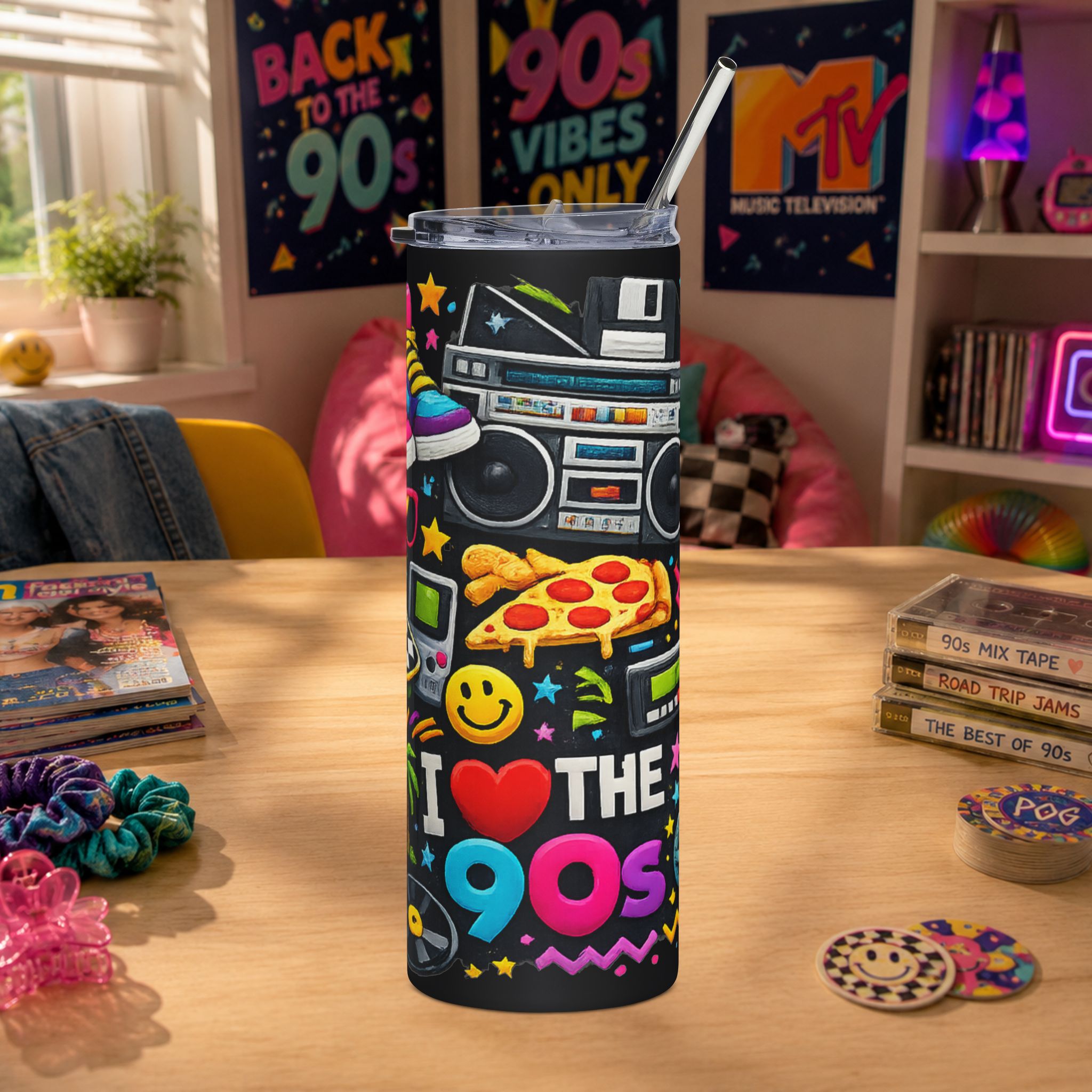 I Love The 90's Stainless Steel Tumbler, 20oz