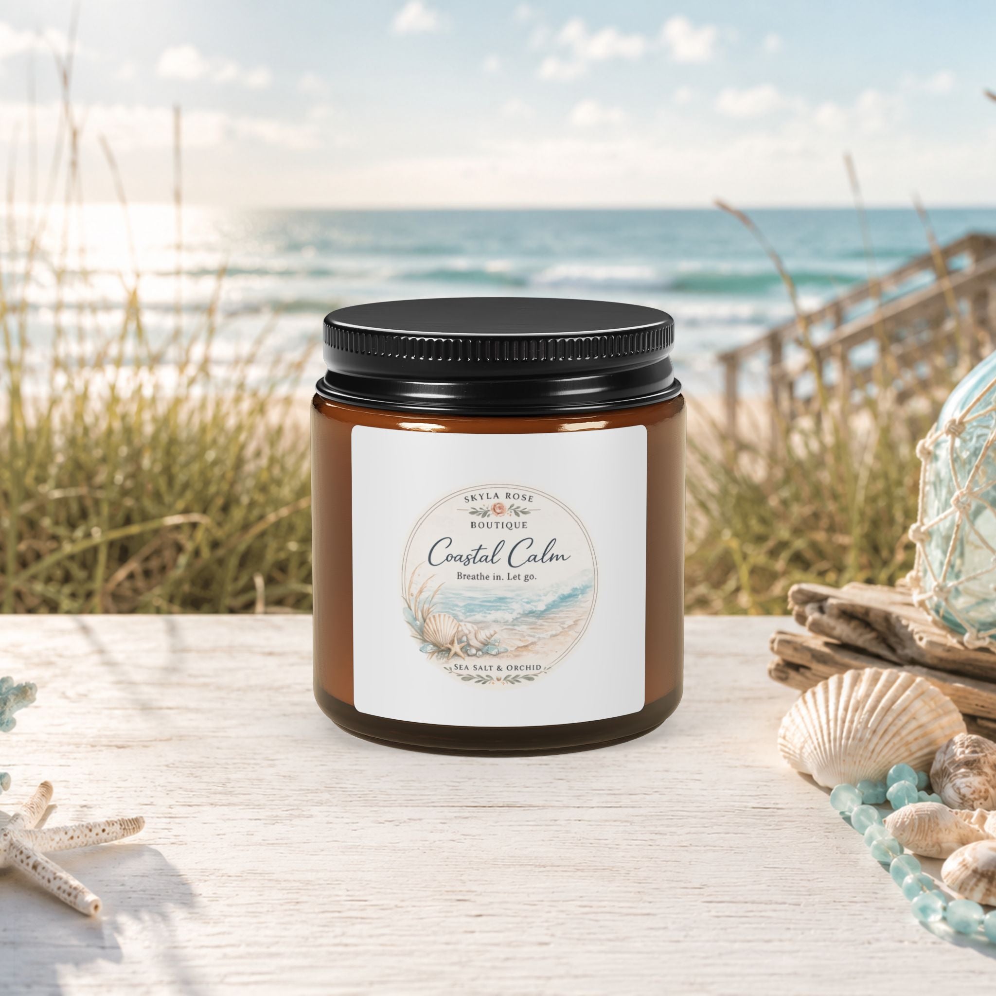 Skyla Rose Boutique Coastal Calm Scented Soy Candle - Sea Salt & Orchid
