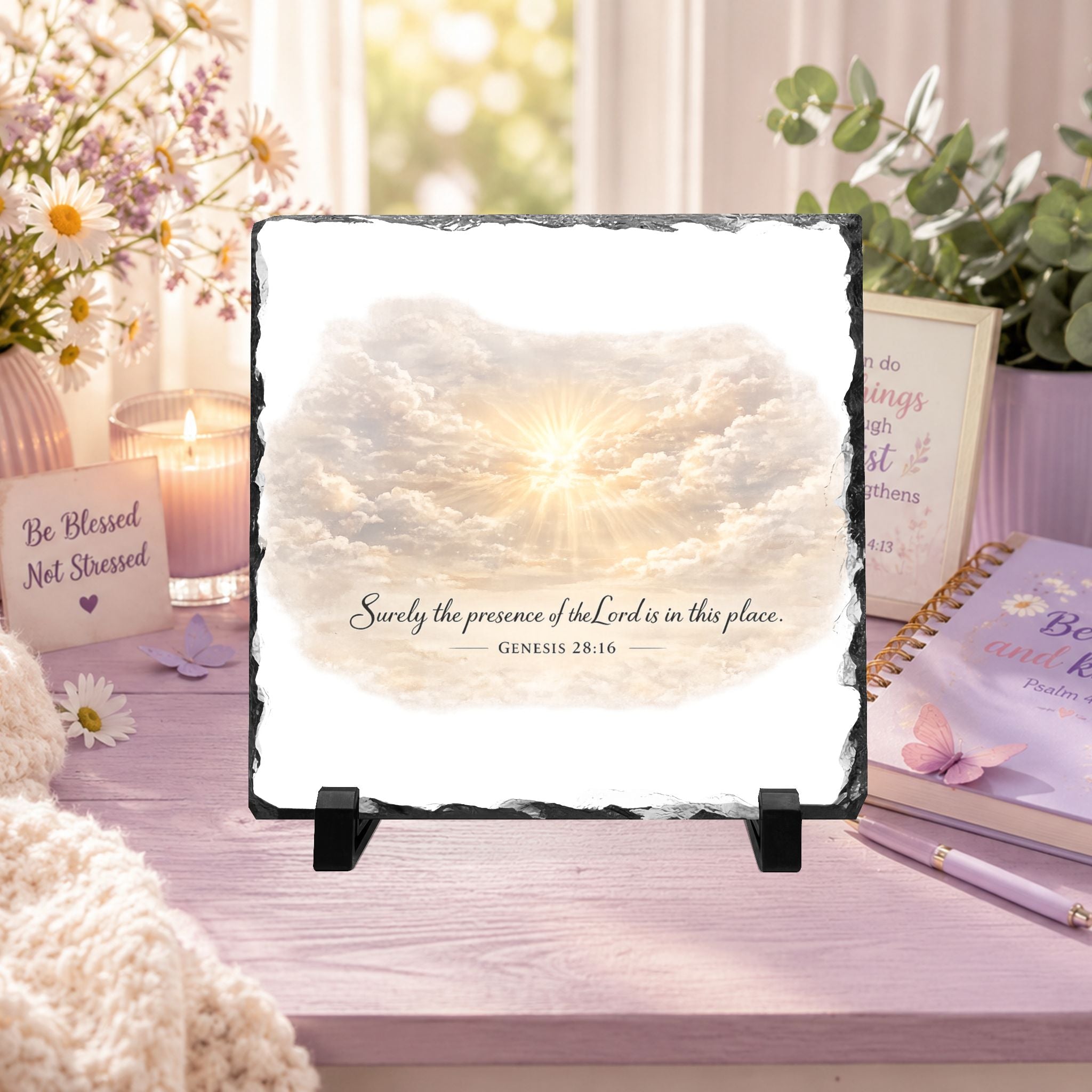 Surely the Presence of the Lord Slate Desk Plaque