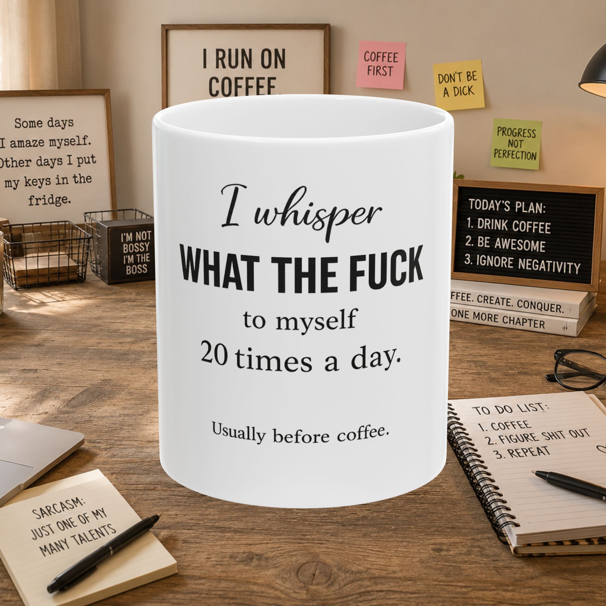 I Whisper WHAT THE FUCK to Myself 20 times a Day Ceramic Mug