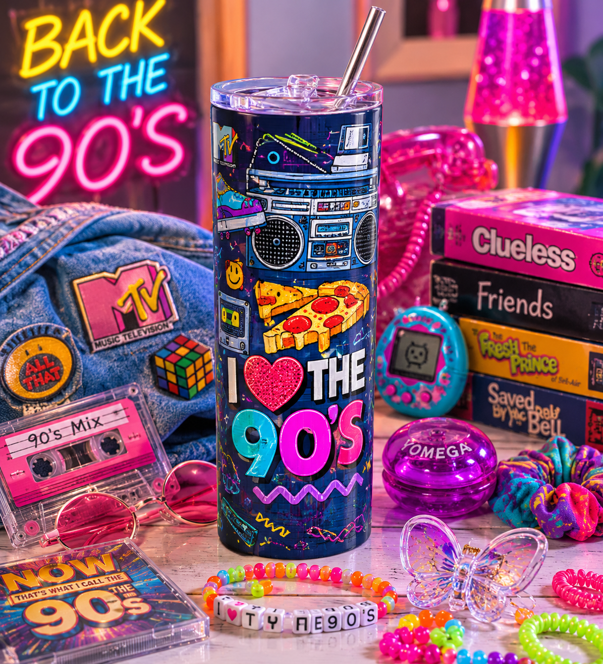 I Love The 90's Stainless Steel Tumbler, 20oz