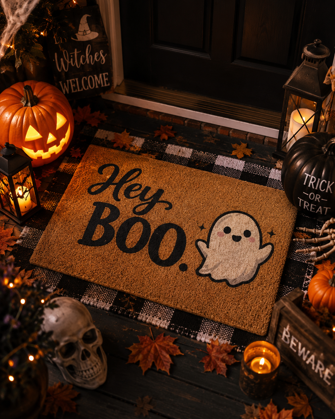 Hey Boo, Cute Halloween Doormat
