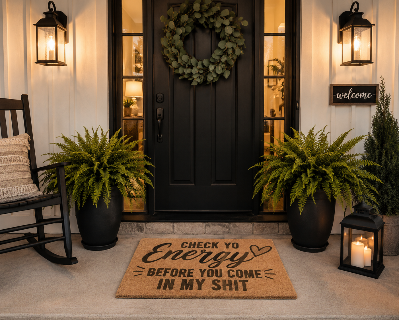 Check Yo Energy Funny Doormat