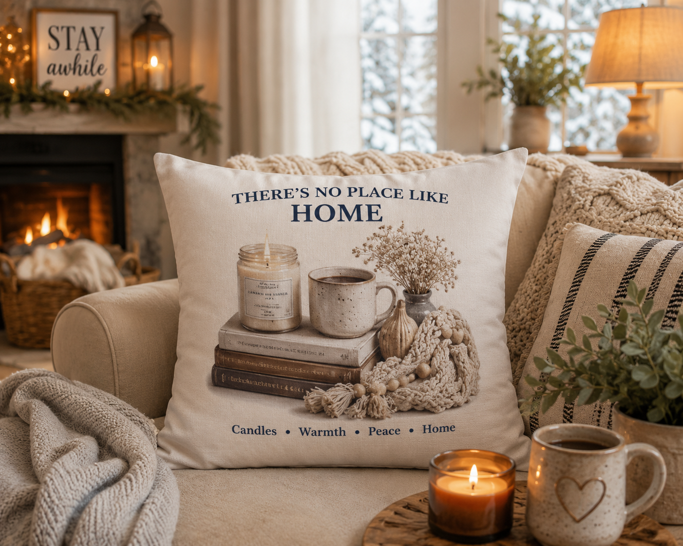 There's No Place Like Home Faux Suede Throw pillow