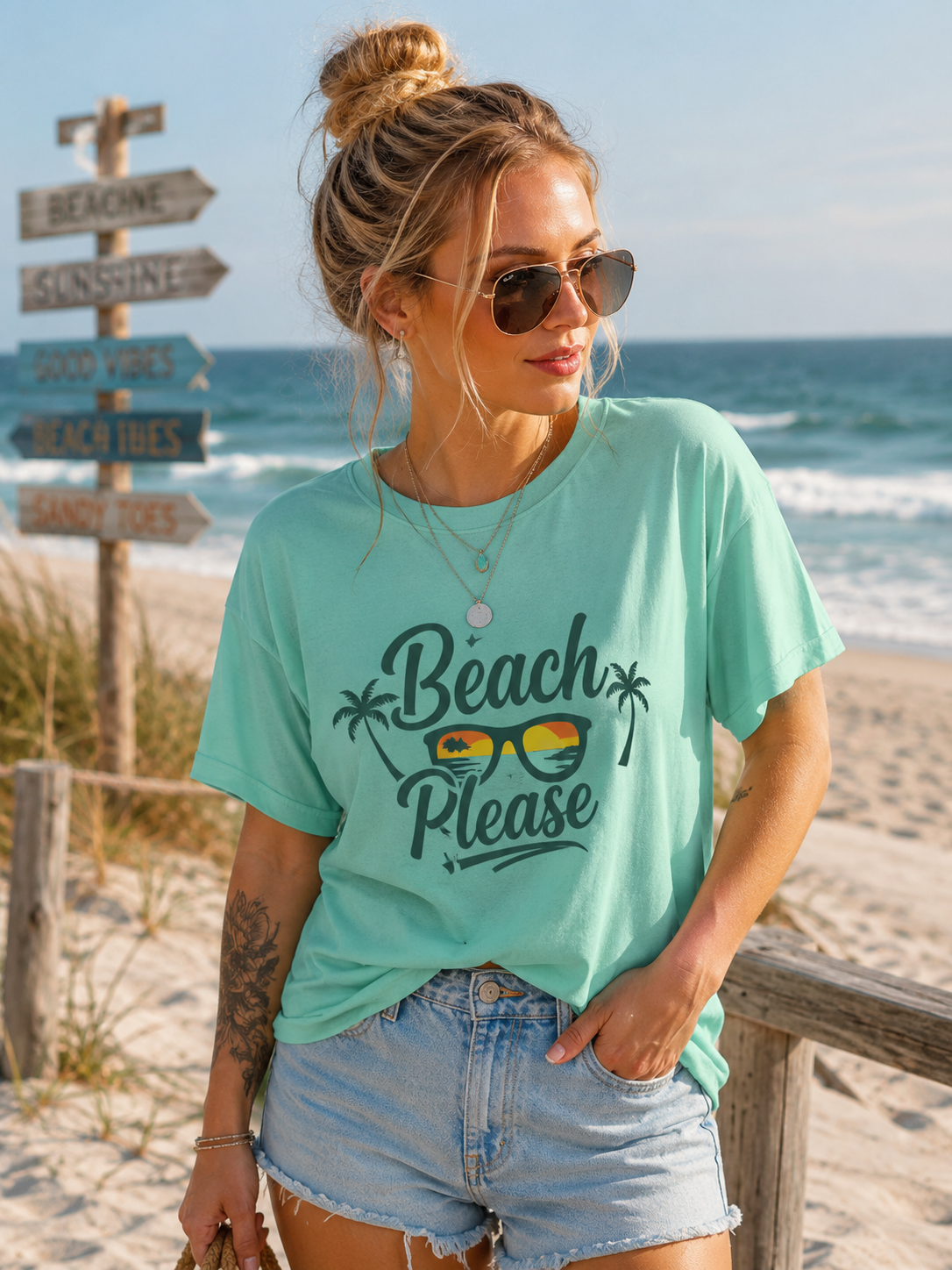 Beach Please Funny Summer Tee