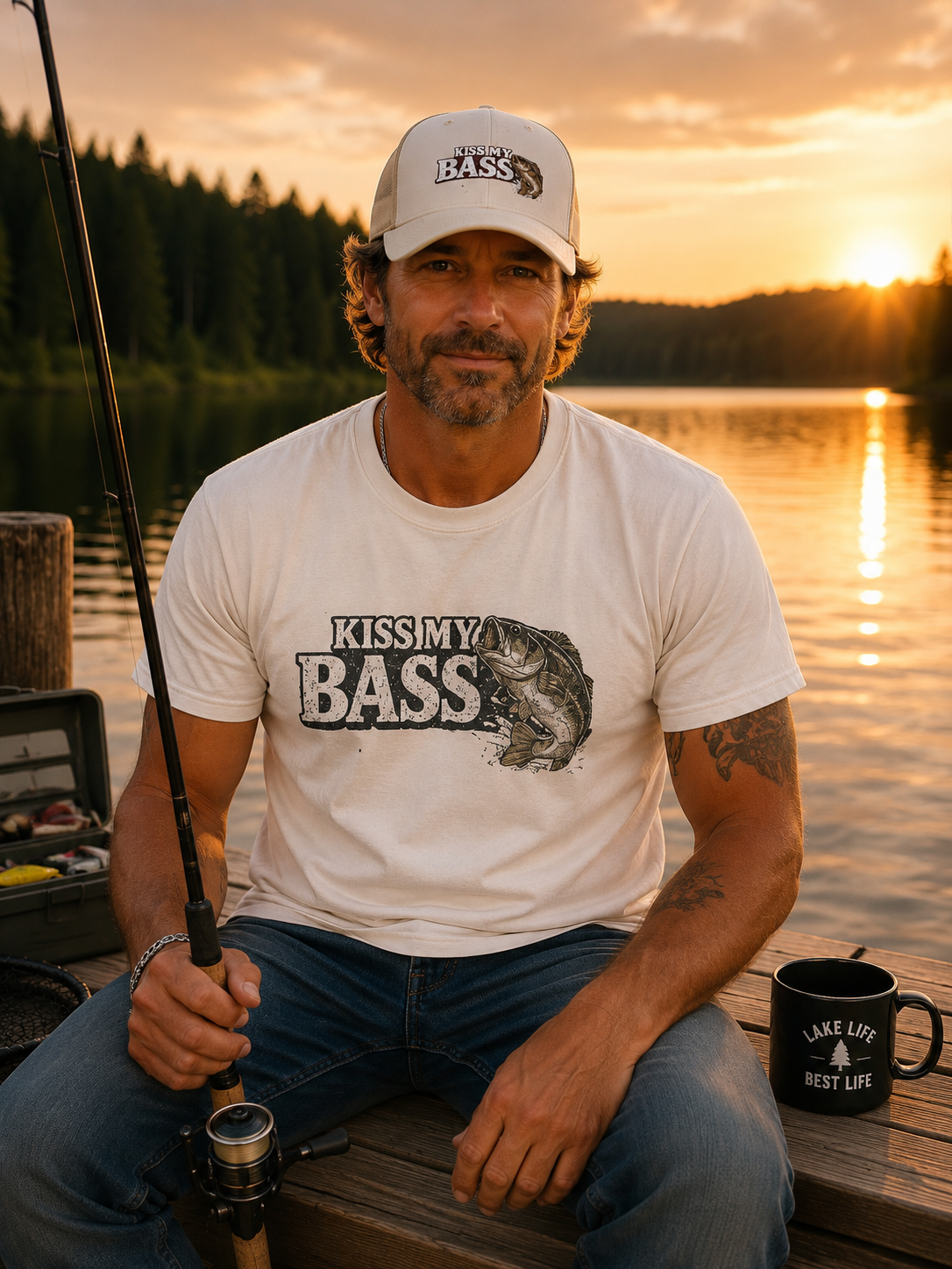 Kiss My Bass Fishing Trucker Hat