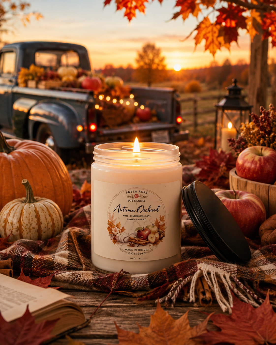 Skyla Rose Boutique Autumn Orchard Scented Soy Candle - Apple Harvest