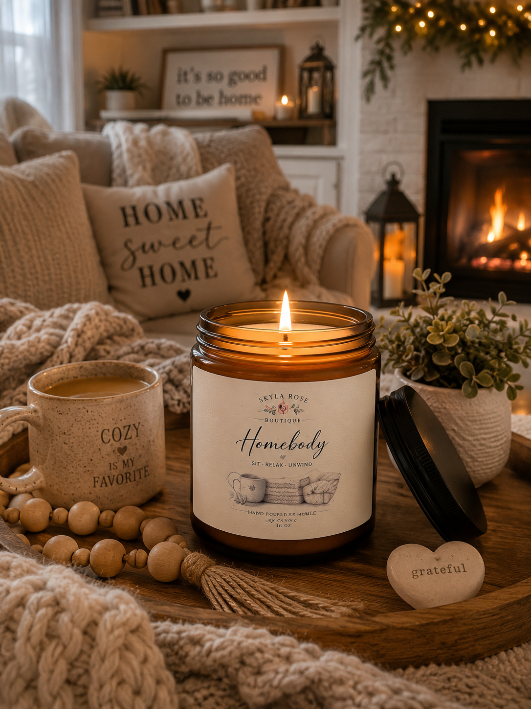 Skyla Rose Boutique Sunday Morning Scented Soy Candle - Coconut Cream & Cardamom