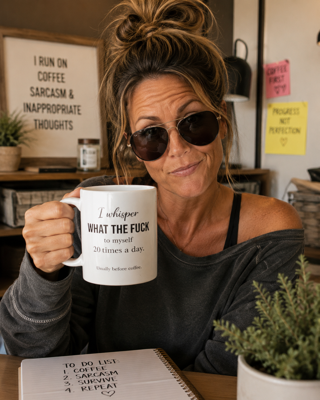 I Whisper WHAT THE FUCK to Myself 20 times a Day Ceramic Mug