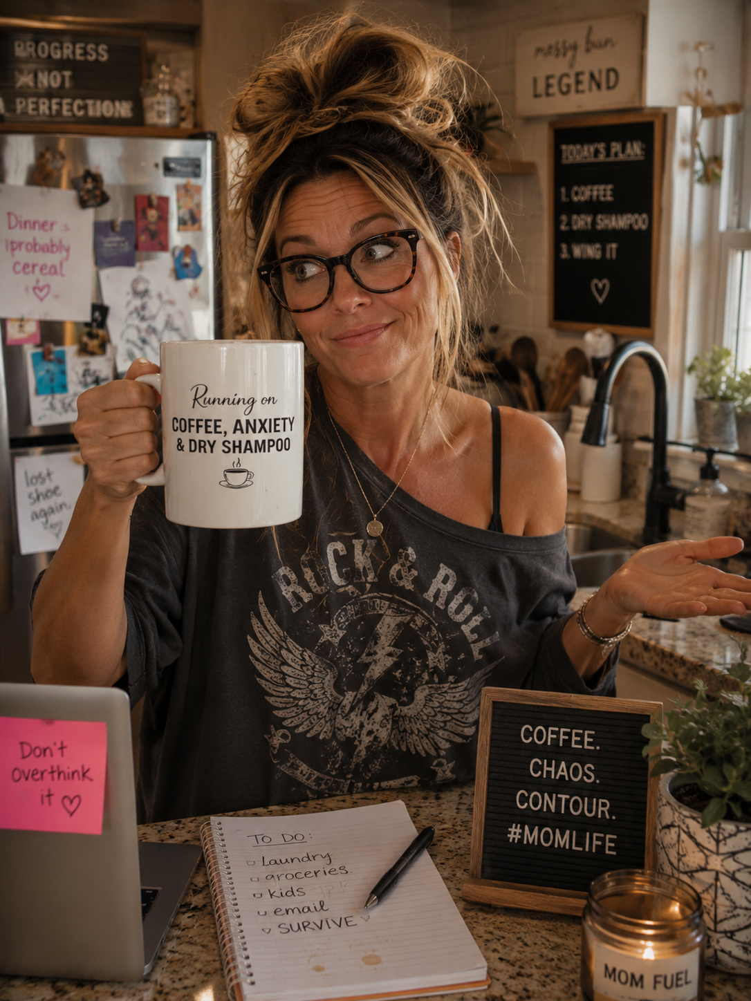 Running on Coffee, Anxiety & Dry Shampoo Ceramic Mug