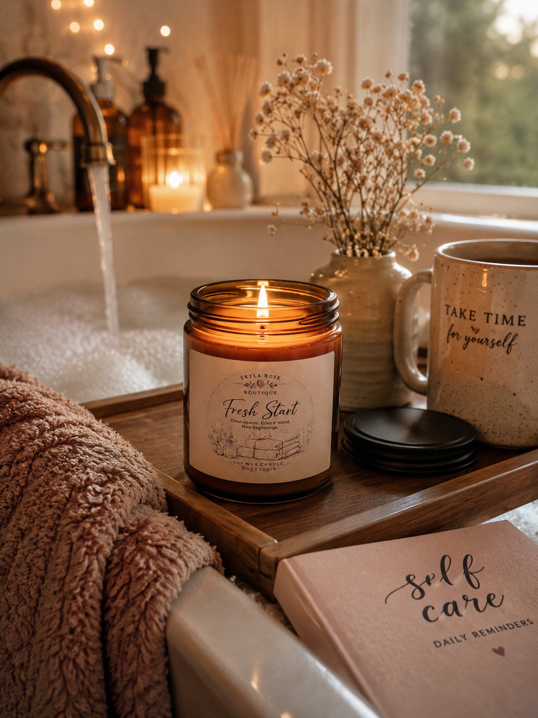 Skyla Rose Boutique Fresh Start Scented Soy Candle - Clean Cotton