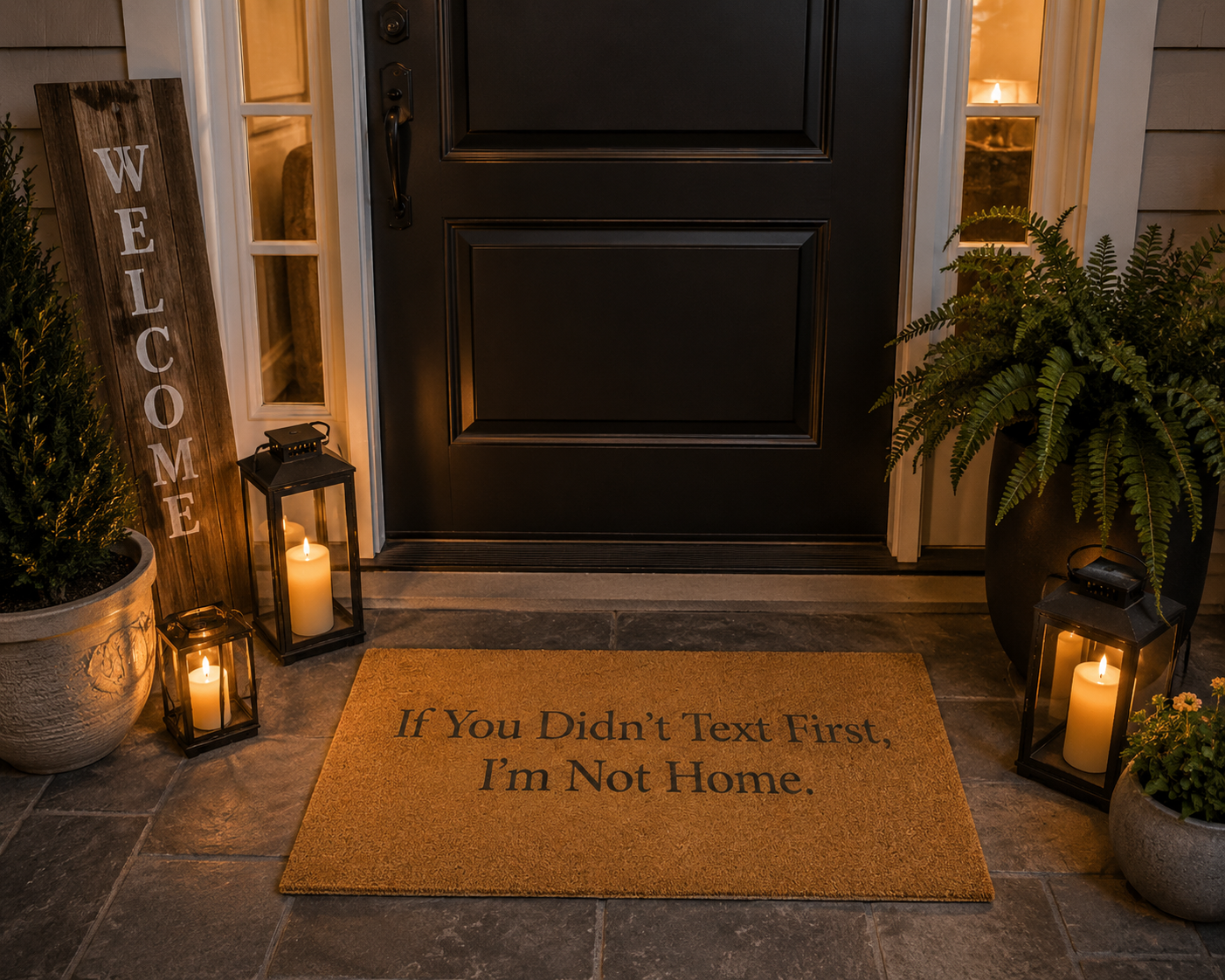 If You Didn't Text First, I'm Not Home Funny Doormat.