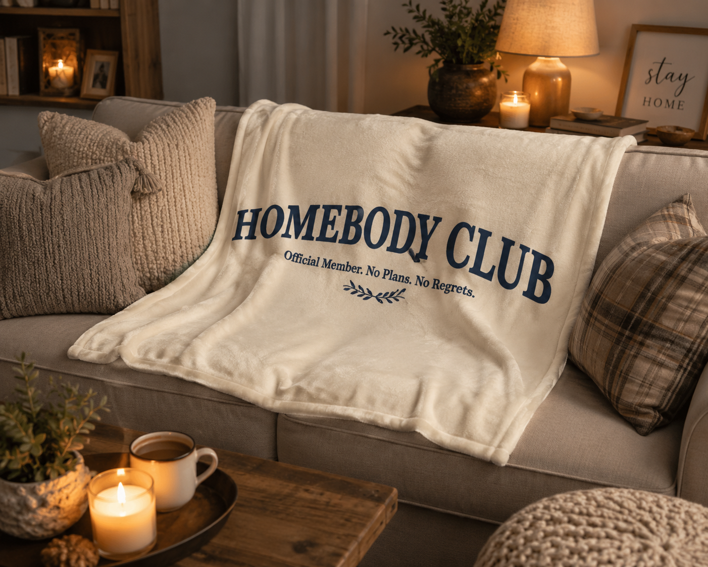 Hombody Club Velveteen Plush Blanket – "Good Books • Good Snacks • Good Naps" Cozy Throw