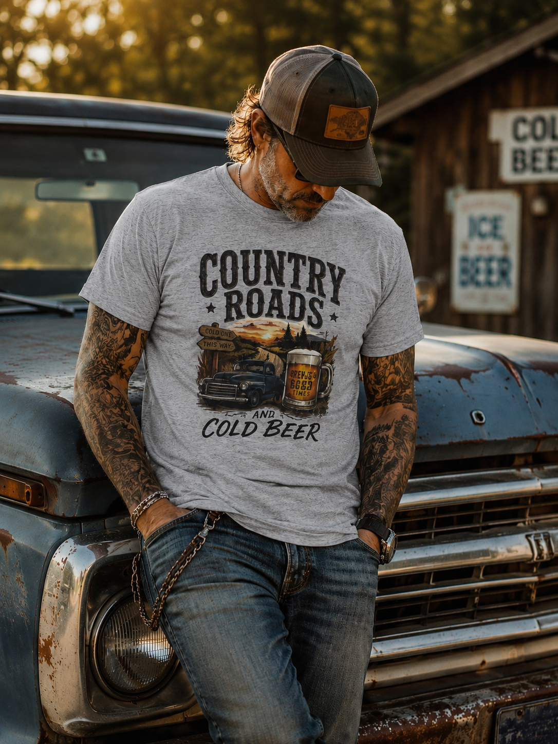 Country Roads & Cold Beer Graphic T-Shirt