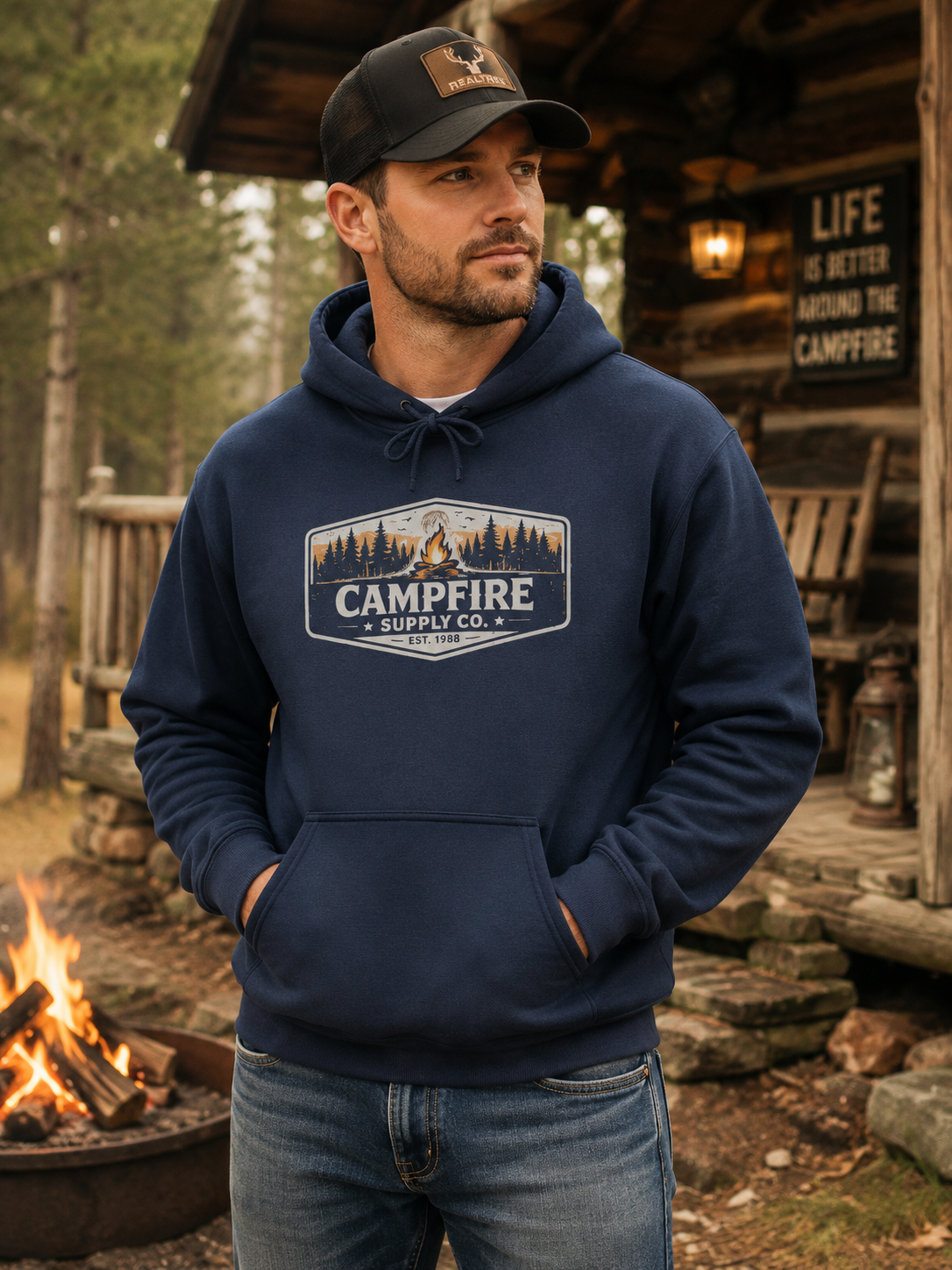 Campfire Supply Co. Vintage Hoodie | Unisex  Outdoor Camping Hoodie