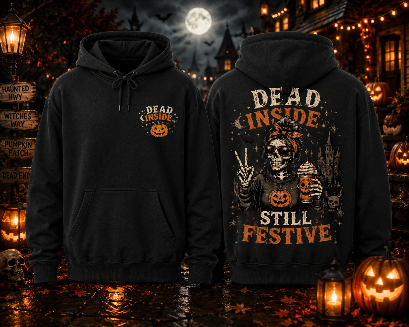 Dead Inside, Still Festive — Vintage Halloween Hoodie