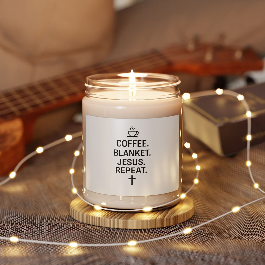Coffee. Blanket. Jesus. Repeat. — 9oz Scented Soy Candle