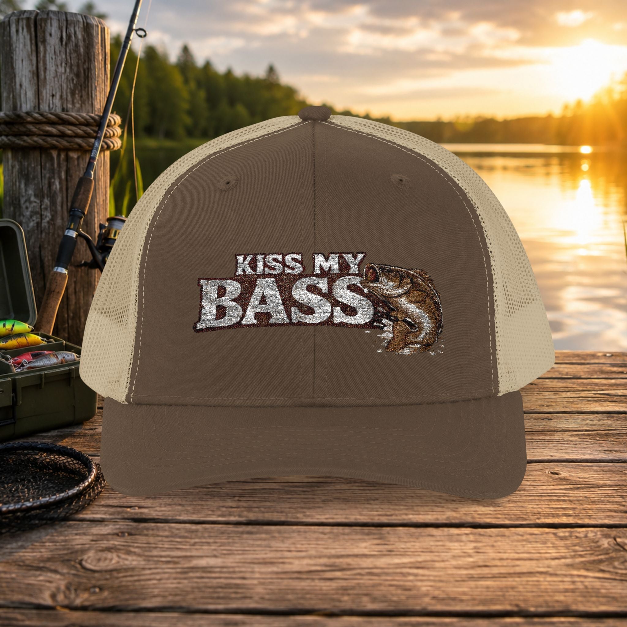 Kiss My Bass Fishing Trucker Hat