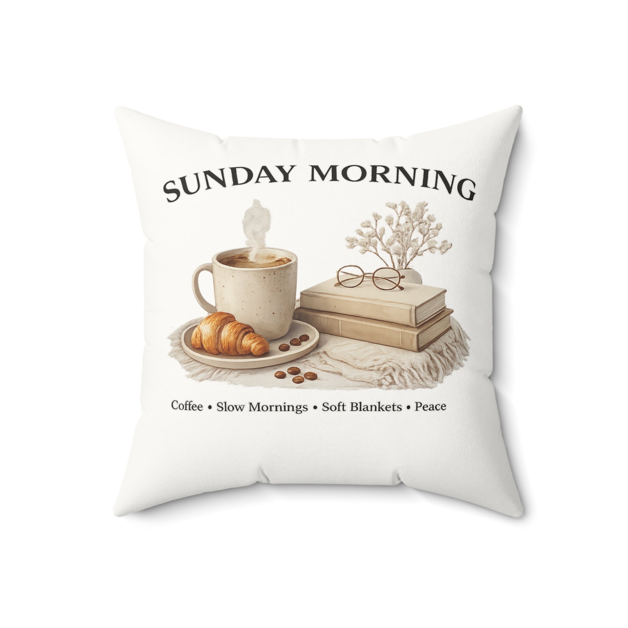 Sunday Morning Faux Suede Throw Pillow